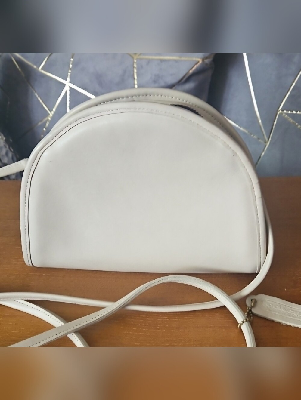 COACH Kimball Vintage Bone Leather Crossbody Bag - Minimal Half-Moon Design